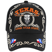 Adjustable Baseball Hat - Texas Lone Star State (Solid Black) - MK Distro