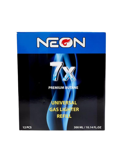 Neon 7x Premium Butane - Universal Gas Lighter Refill (12 x 300mL) - MK Distro