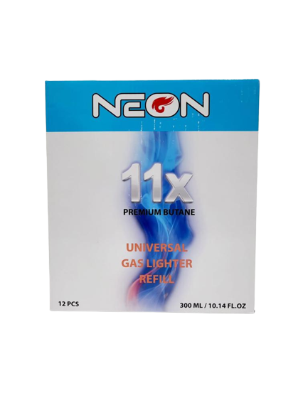 Neon 11x Premium Butane - Universal Gas Lighter Refill (12 x 300mL) - MK Distro