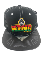 Adjustable Baseball Hat - KING (Black/Rasta) - MK Distro