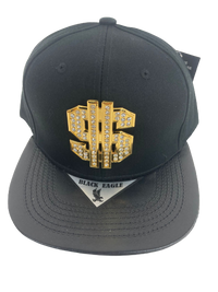 Adjustable Baseball Hat - Gold Dollar Patch (Solid Black) - MK Distro